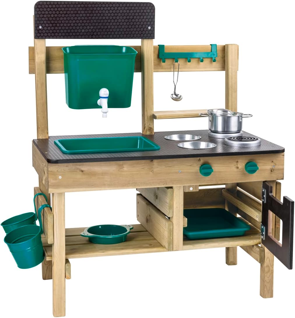 Hape Outdoor Mud Kitchen Wooden Toy Playset with Accessories