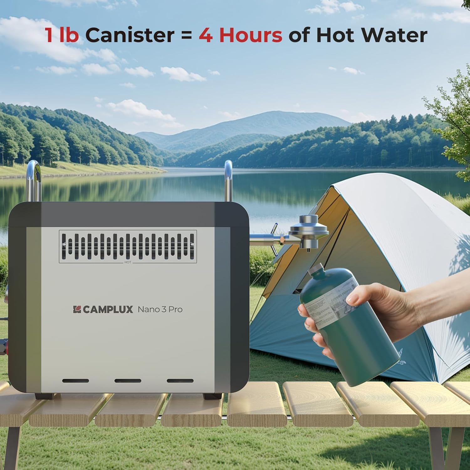 CAMPLUX Nano 3 Pro Portable Water Heater, Battery Powered, 1 lb