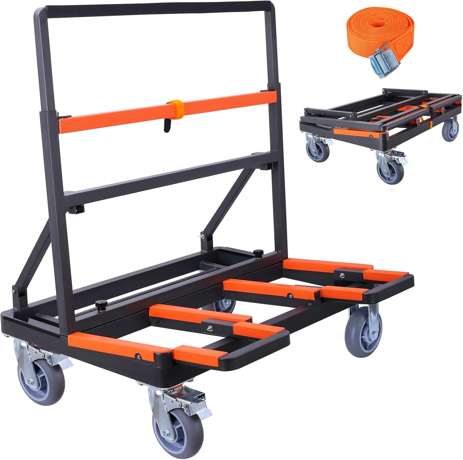 Heavy Duty Folding Drywall Cart, 2200lb Capacity, Large Deck