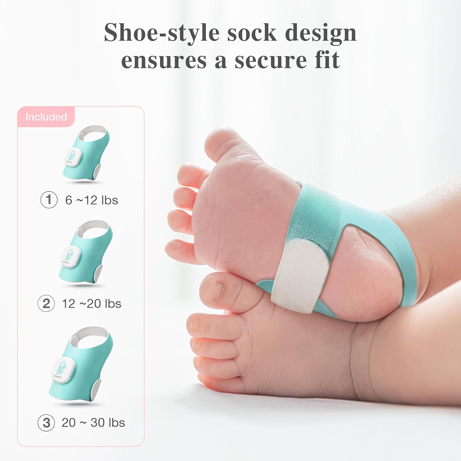Sense-U Baby Sock Monitor Bundle with 2.5K PTZ Camera, AI Cry Detection