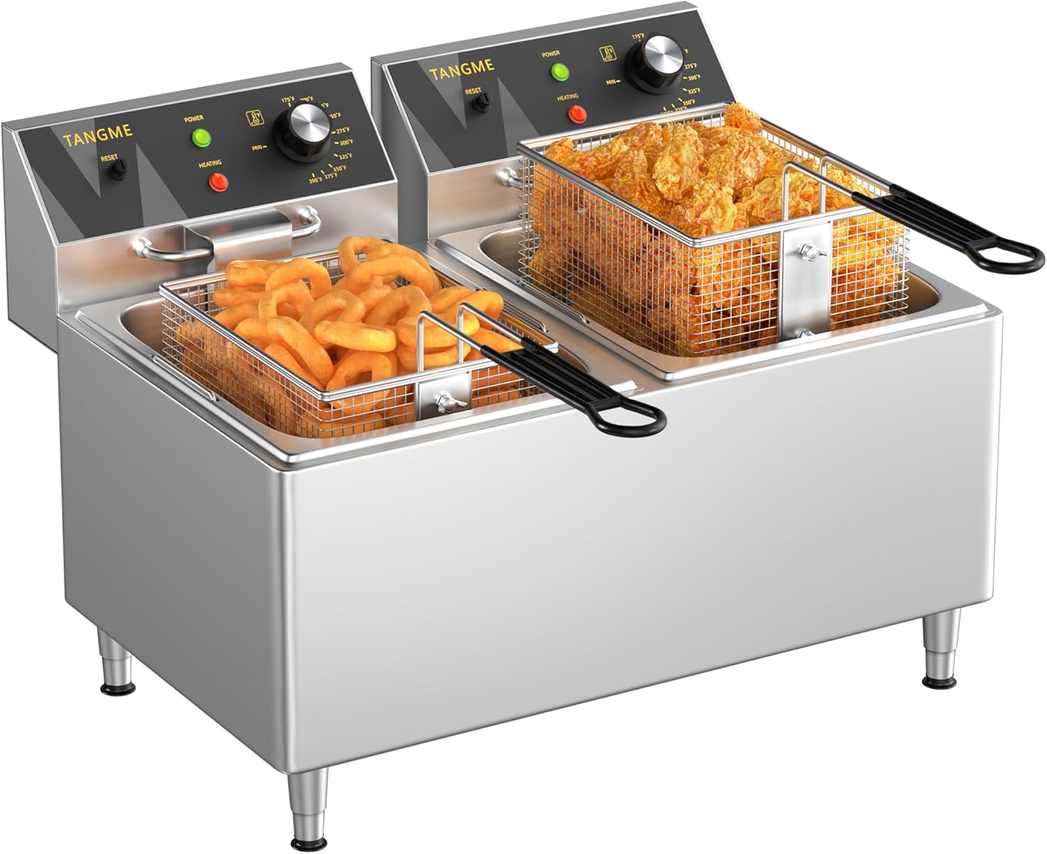 Commercial Electric Deep Fryer 3500W, 25.4Qt, Double Basket