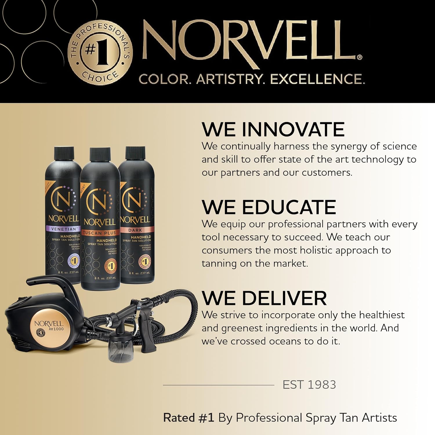 Norvell M1000 HVLP Spray Tan Kit with 3 Tanning Solutions