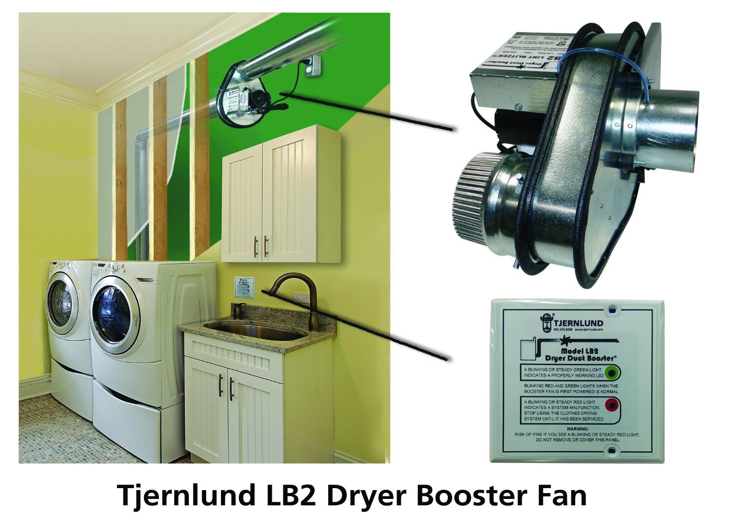 Tjernlund LB2 Dryer Booster Fan, No-Clog, Auto Activation