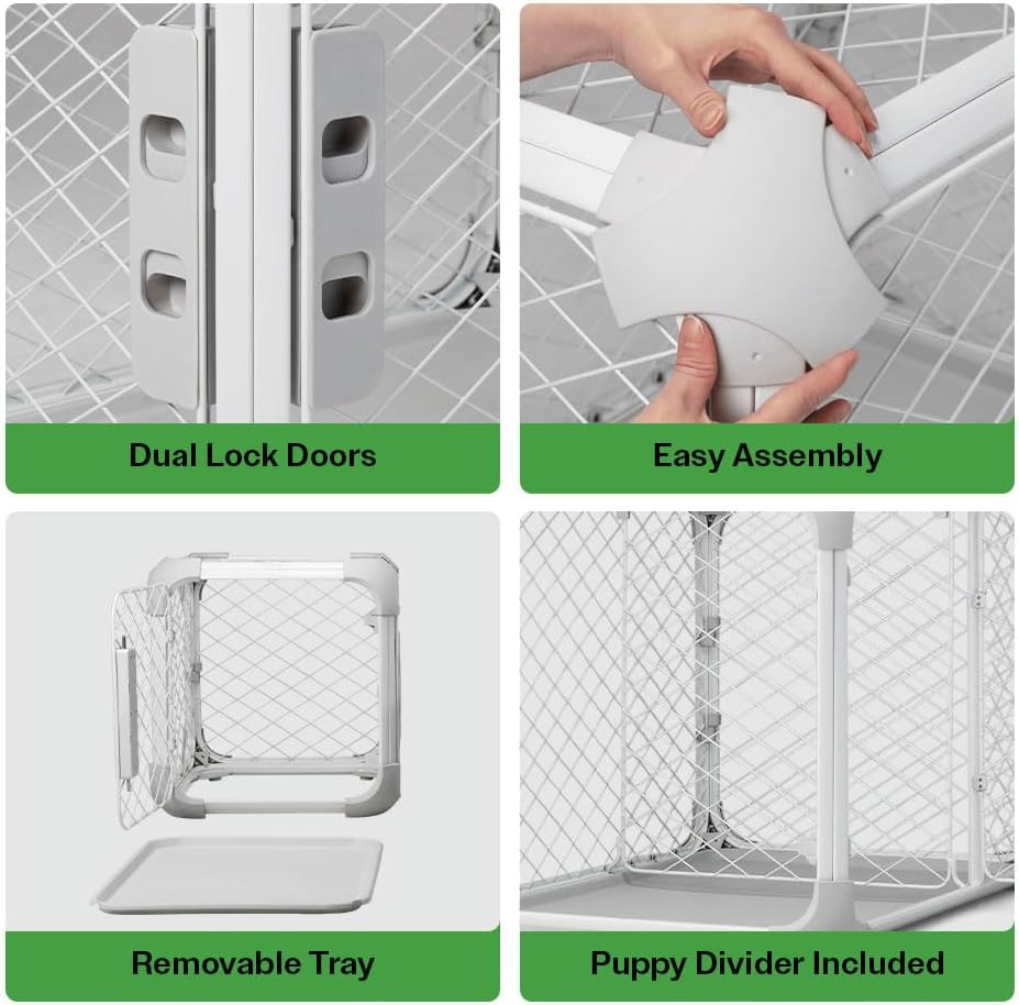 DIGGS Evolv Slim Dog Crate, Medium, Modular Design, Ash