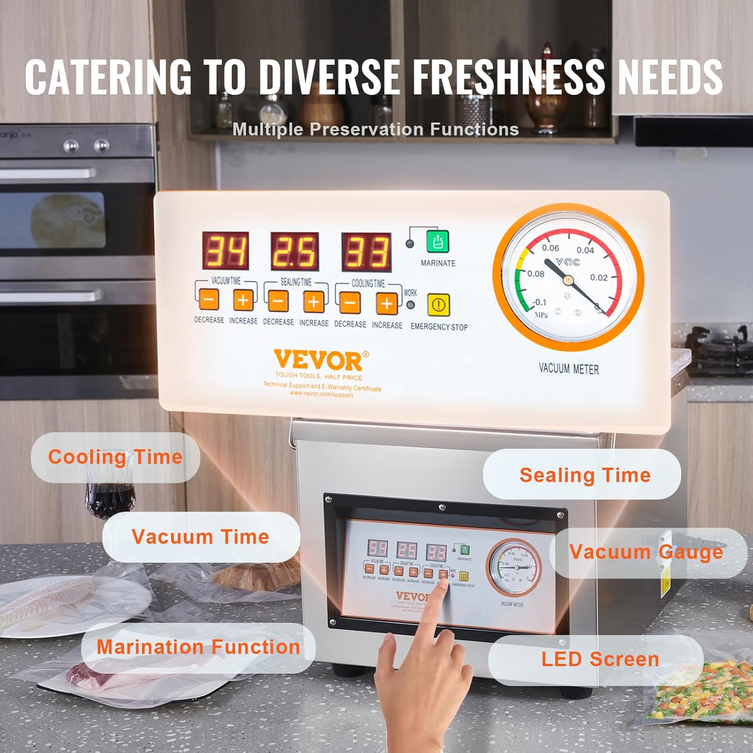 VEVOR DZ-260C Chamber Vacuum Sealer, 110V, Food Packaging