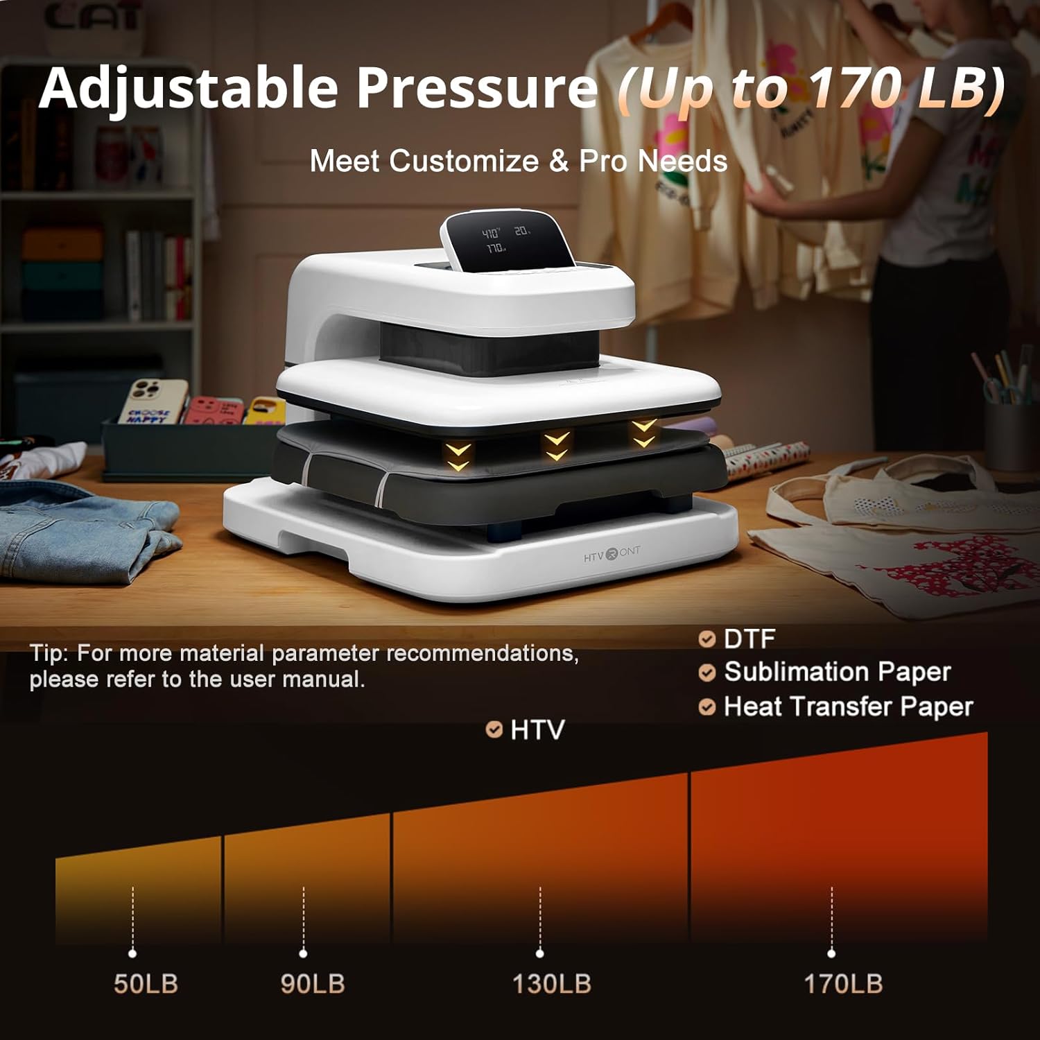 HTVRONT Auto Heat Press 2, 15x15, Adjustable Pressure, Fast Heating