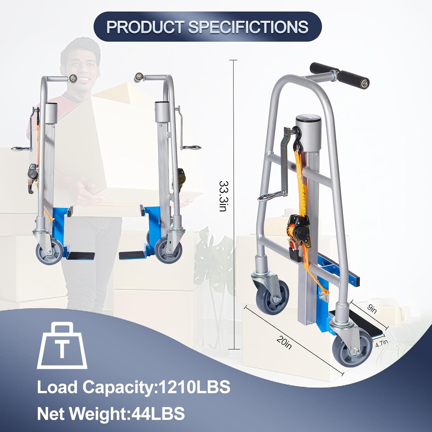 Furniture & Crate Mover Dolly, 1210lb Capacity, Sold in Pairs