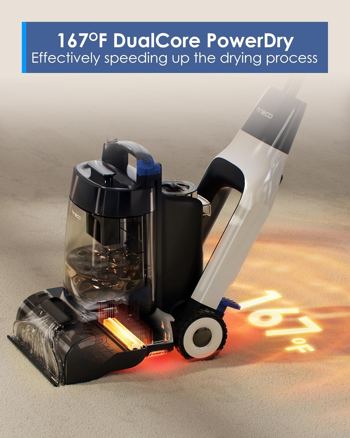 Tineco CARPET ONE Smart Carpet Cleaner, FlashDry, 167℉ PowerDry
