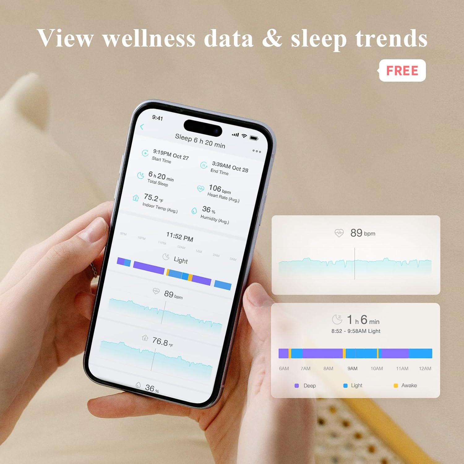 Sense-U Baby Sock Monitor Bundle with 2.5K PTZ Camera, AI Cry Detection