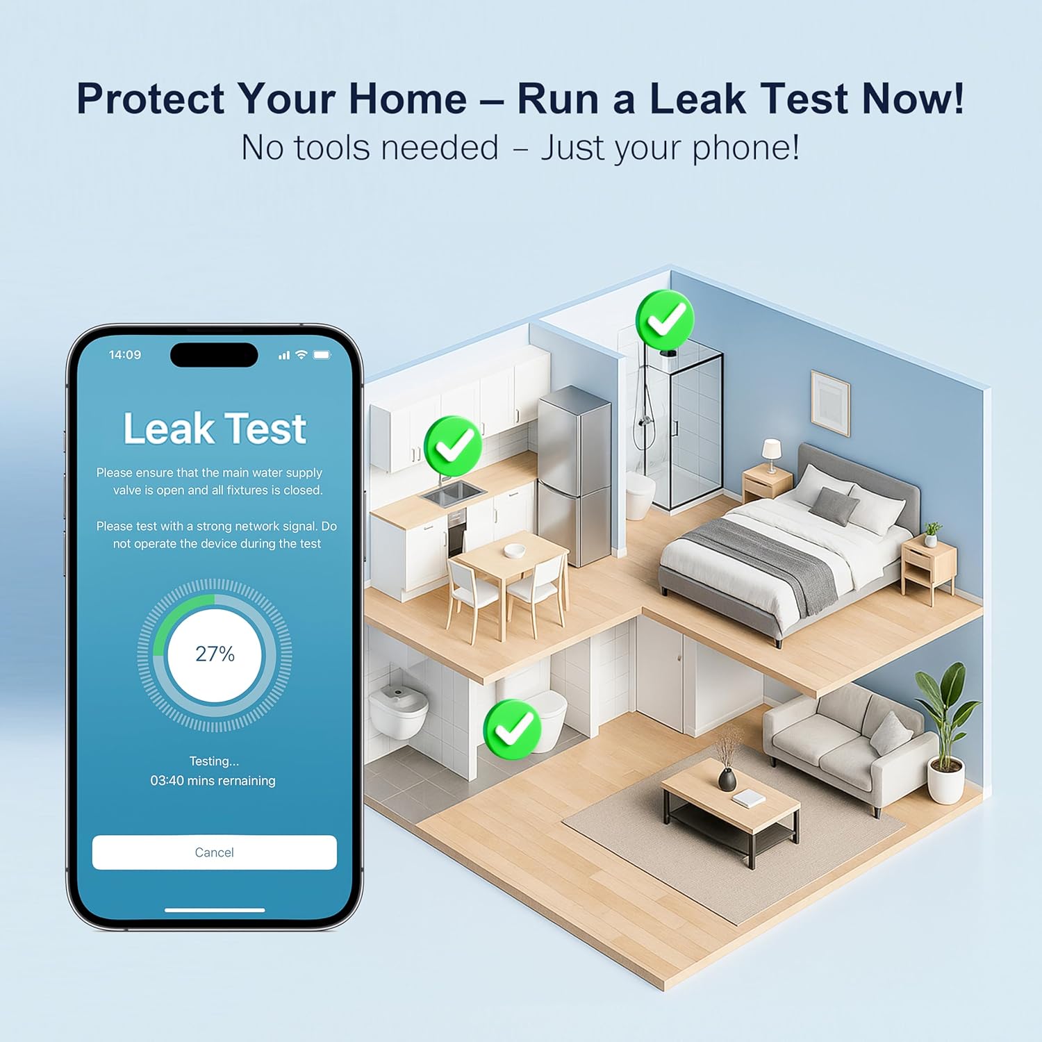Frizzlife LP365 Smart Water Monitor with Leak Detection, Wi-Fi
