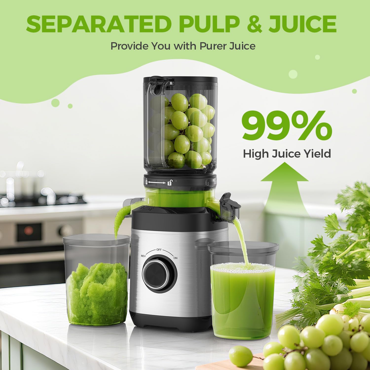 Cold Press Juicer for Whole Fruits & Vegetables, BPA-Free