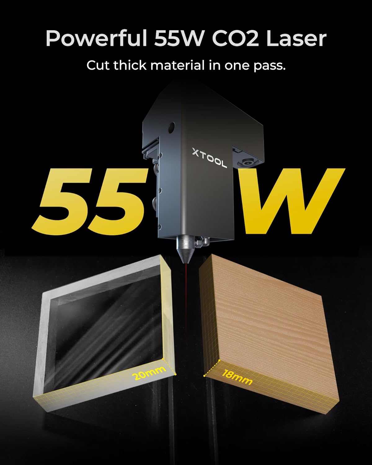 xTool P2S 55W CO2 Light Cutter, Dual Cameras, 3D Engraving