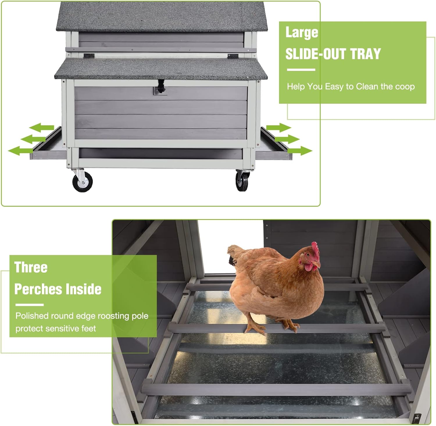 GUTINNEEN Mobile Chicken Coop, 67.3