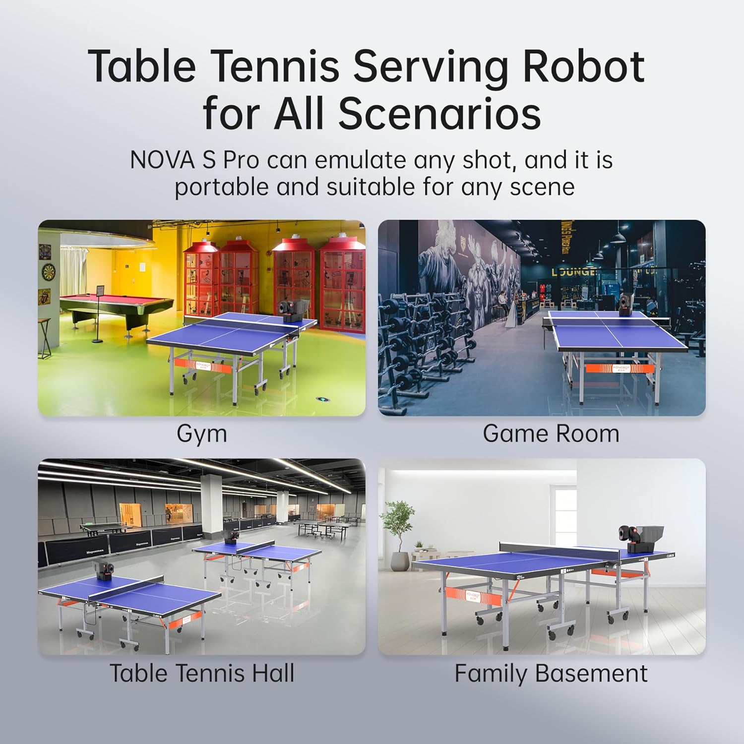 PONGBOT Table Tennis Robot, 150-Ball, App Control, 264 Routines