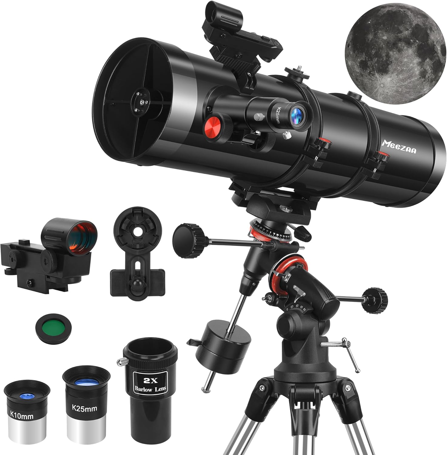150EQ Reflector Telescope for Adults, Phone Adapter, Tripod