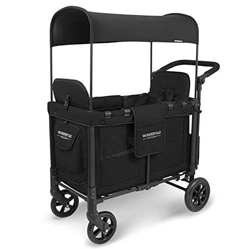 WONDERFOLD W2 Stroller Wagon, 2-Seater, Collapsible, Black