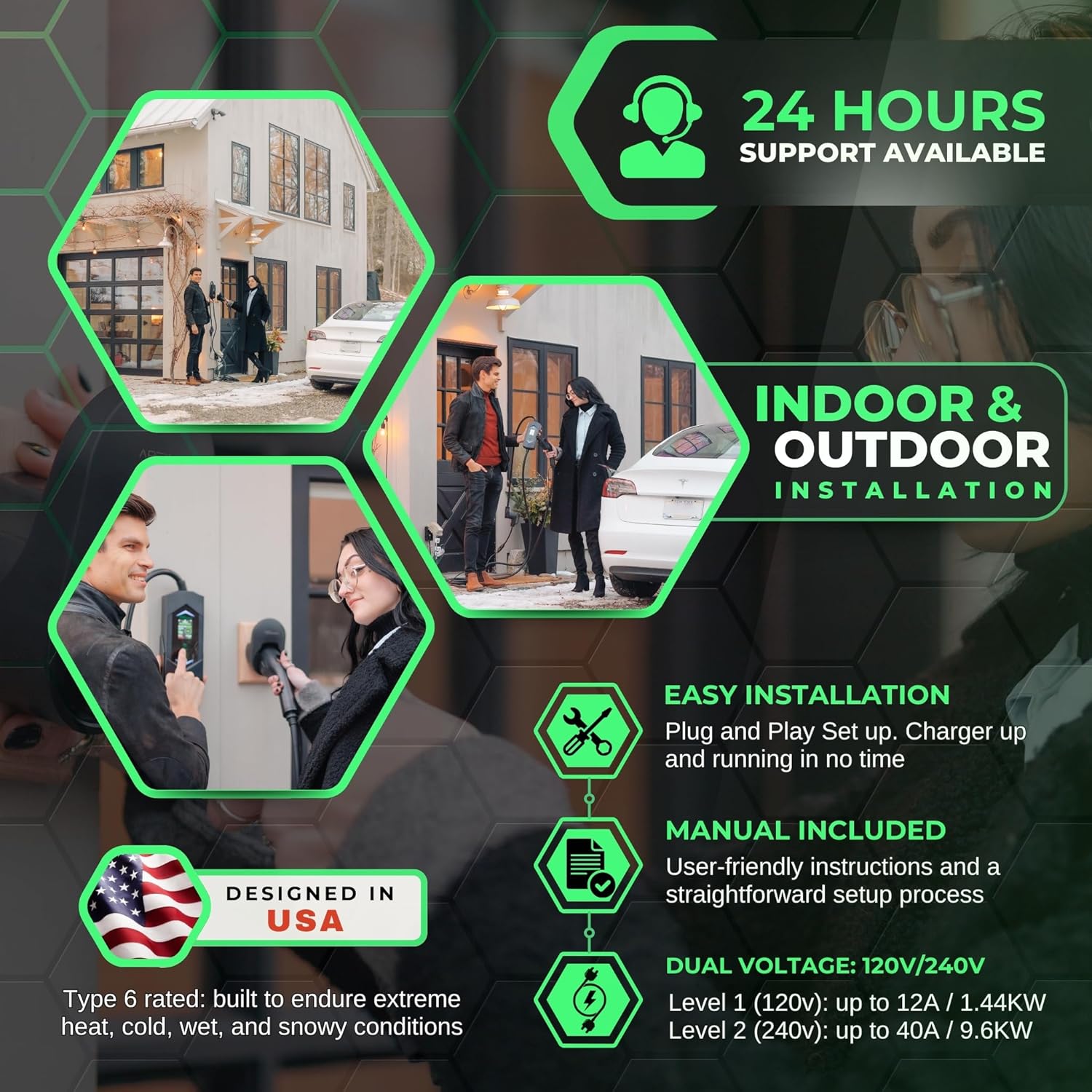 MACH 3 Portable EV Charger, 40A, Level 1&2, NEMA 14-50, 25ft Cable