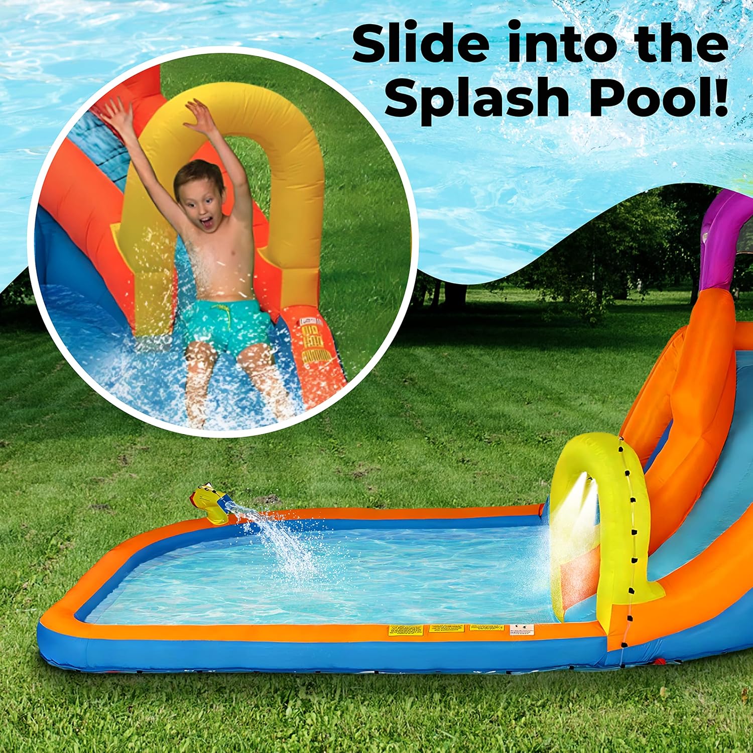 Mega Tornado Twist Inflatable Water Slide with Pool & Blower