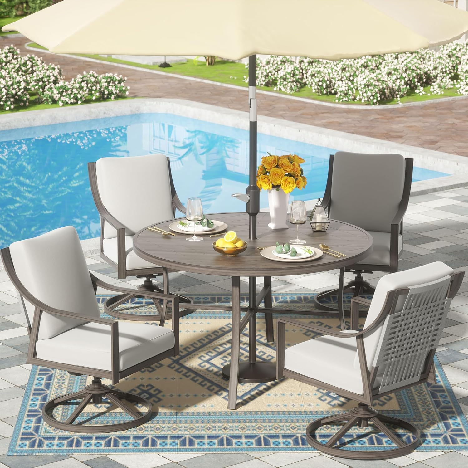 NATURAL EXPRESSIONS 5-Piece Patio Dining Set with Swivel Chairs & Table