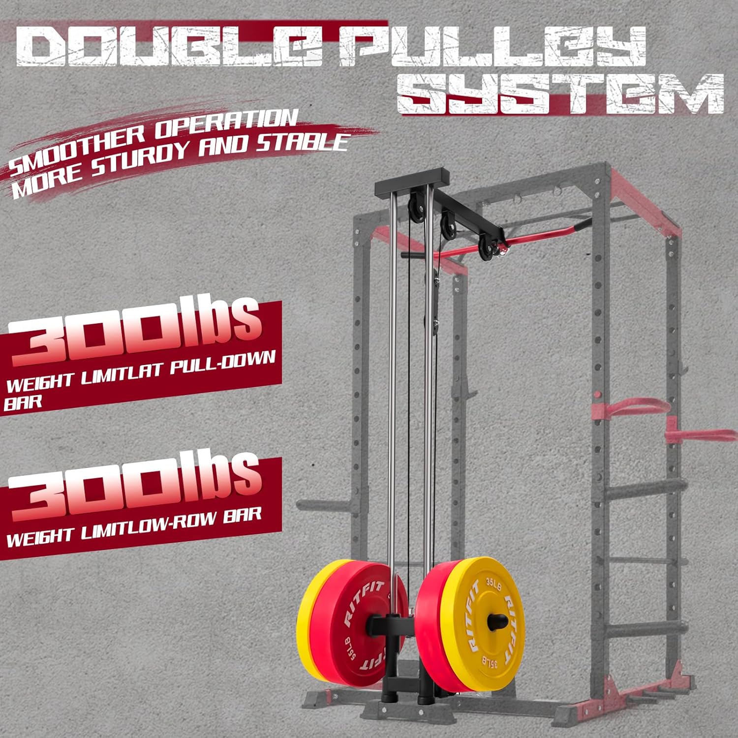 RitFit All-in-One Squat Rack, 1000lbs, LAT Pulldown, Dip Bar