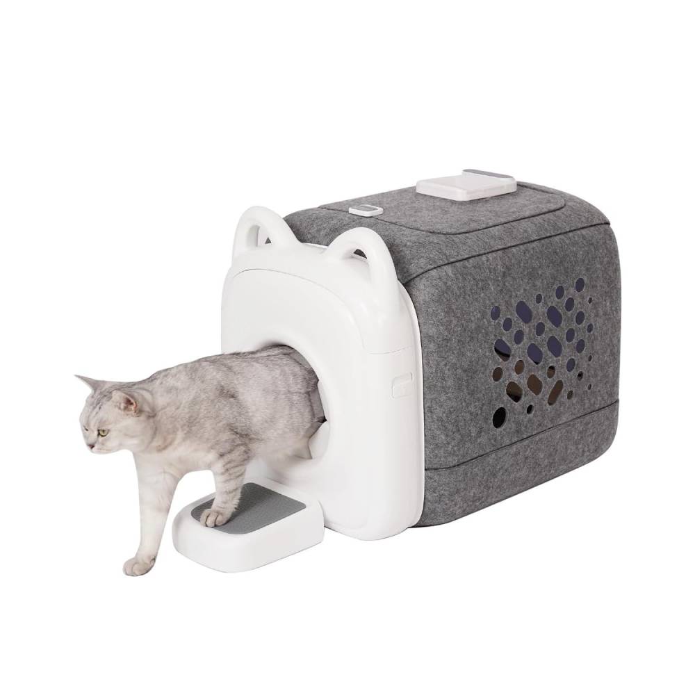 AutoComb 360° Cat Self Groomer with Smart Feeder, White