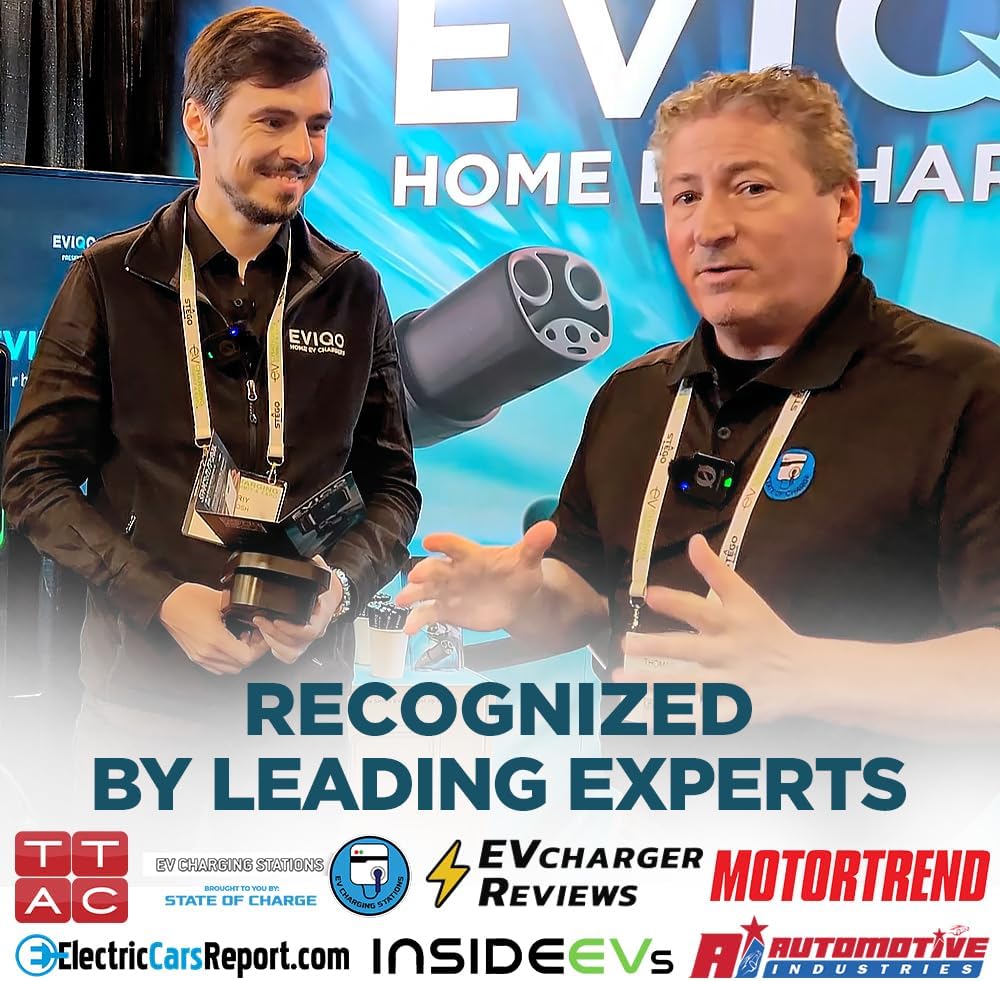 EVIQO Level 2 EV Charger, 40A, NEMA 14-50, J1772, Wi-Fi