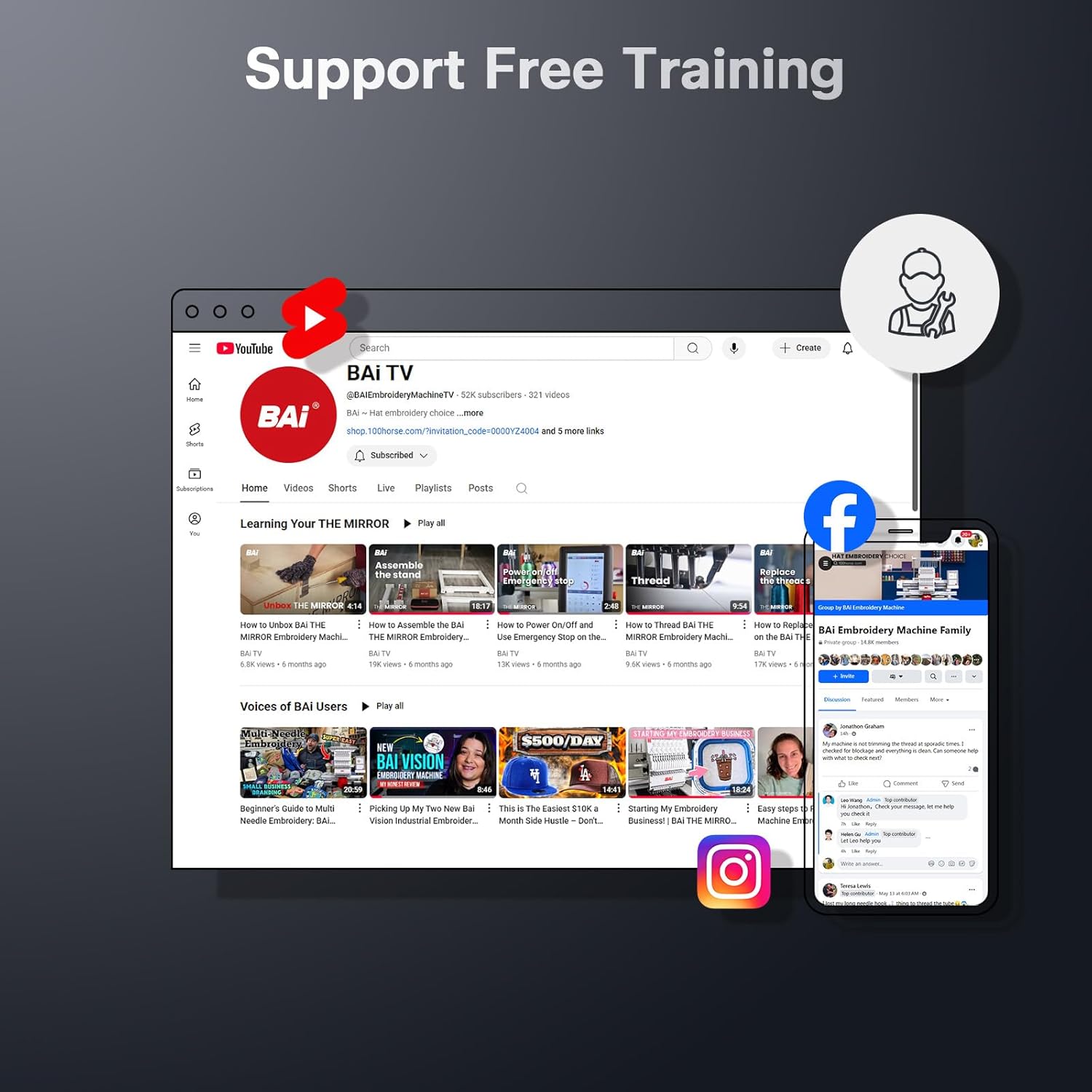 BAi Mirror 15-Needle Embroidery Machine, 20x14