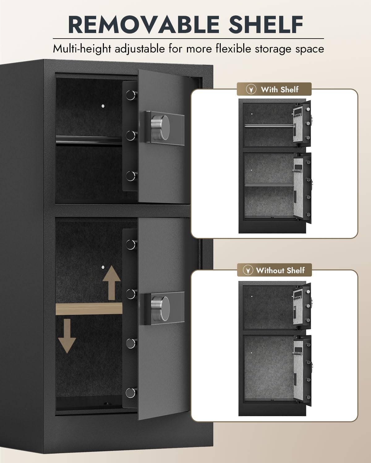 8.6 Cuft Dual Door Safe Box, Fireproof, Waterproof, Removable Shelves