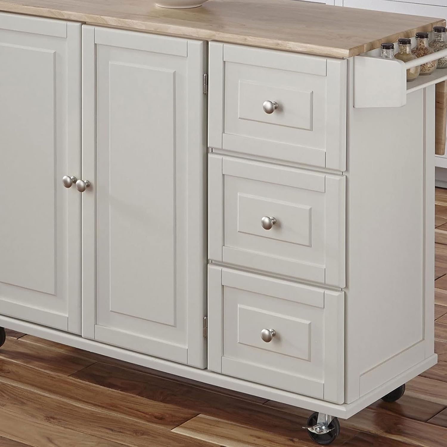 Homestyles Dolly Madison Mobile Kitchen Island Cart, Drop Leaf Breakfast Bar