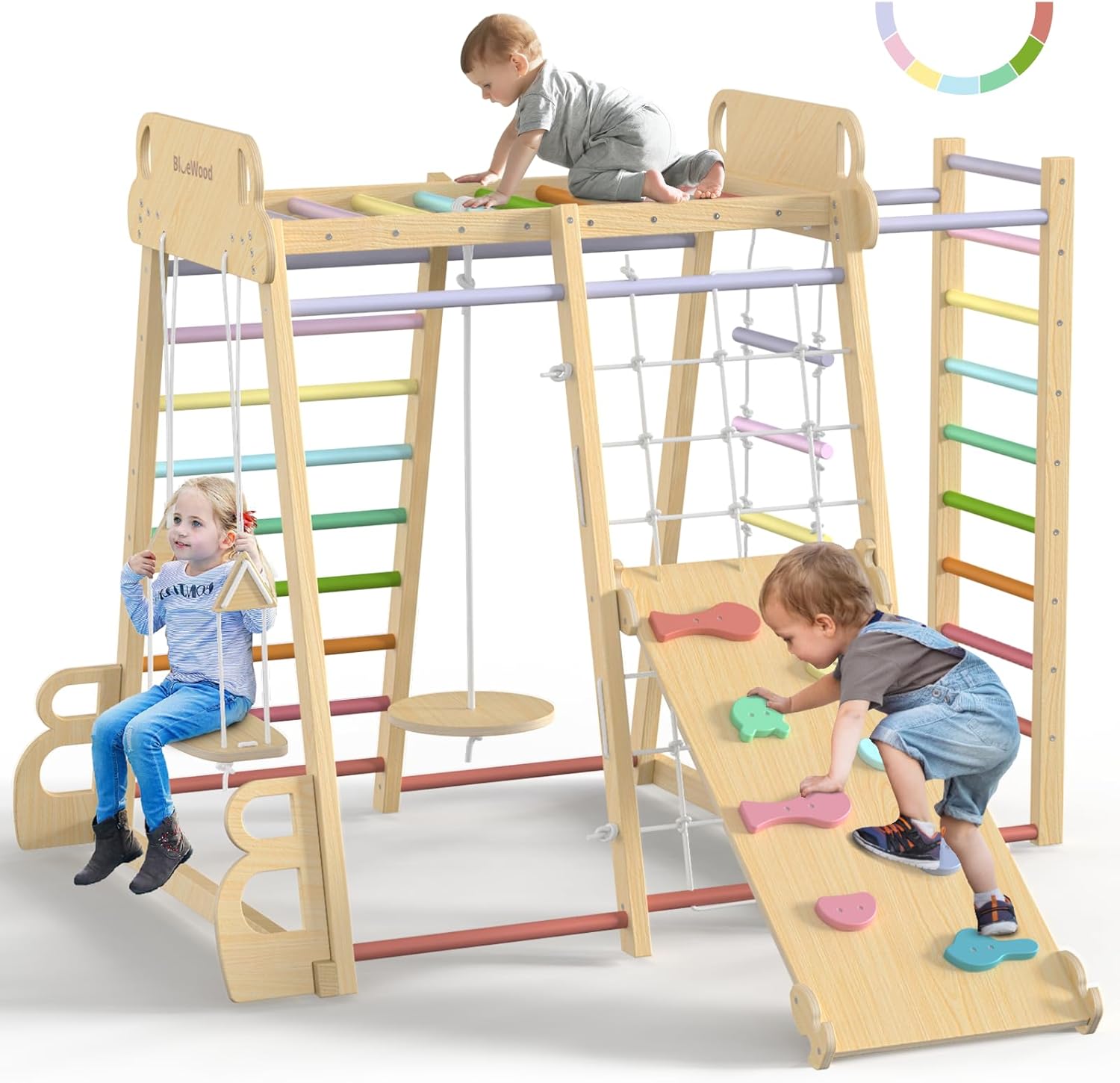 9-in-1 Indoor Jungle Gym Montessori Climber Playset with Slide