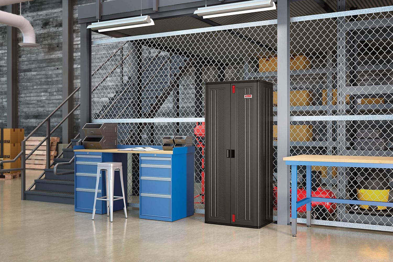 Suncast 19 Cu.Ft Resin Storage Cabinet with Lock, Black, USA Made