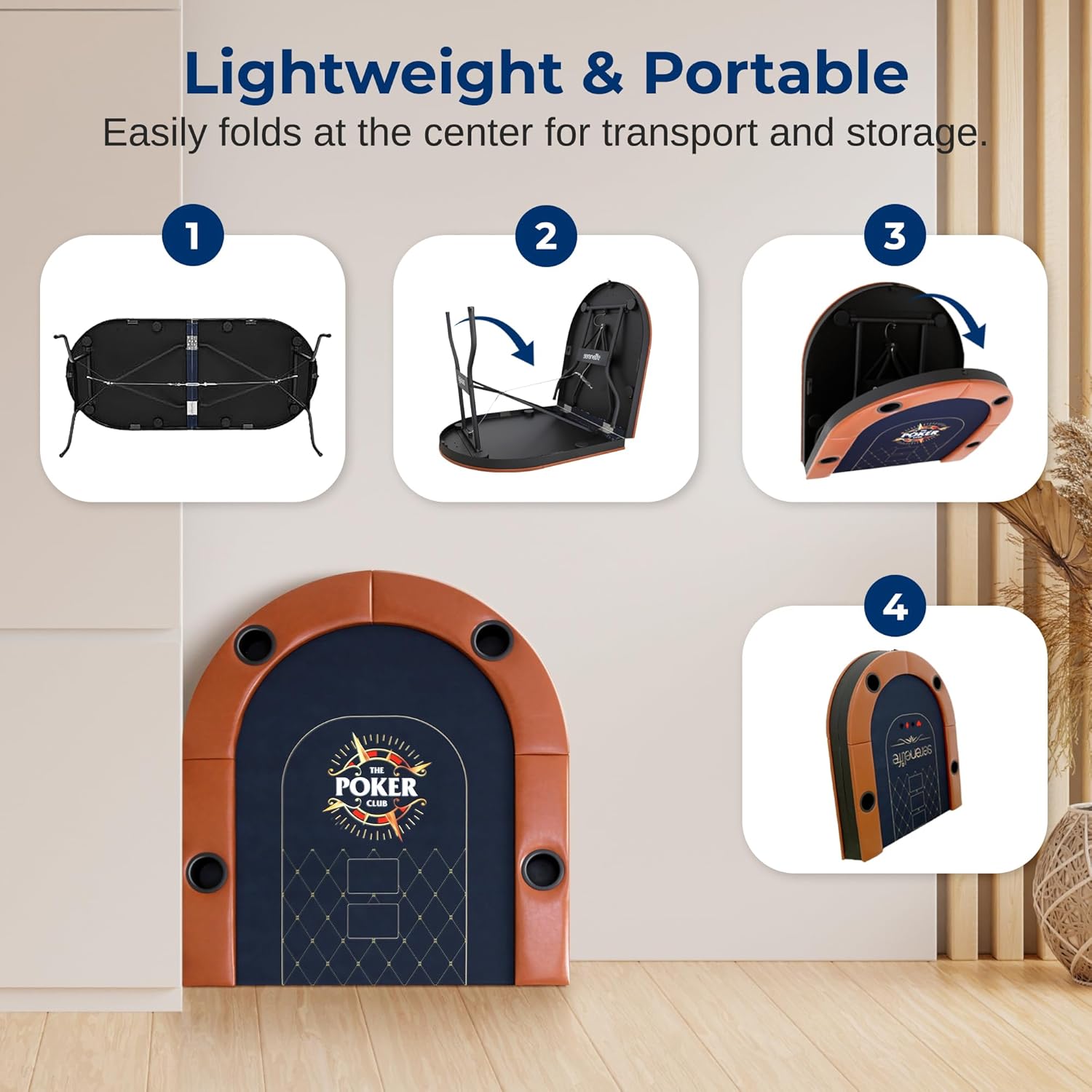 SereneLife 6ft Foldable Poker Table, 8 Player, Water-Resistant