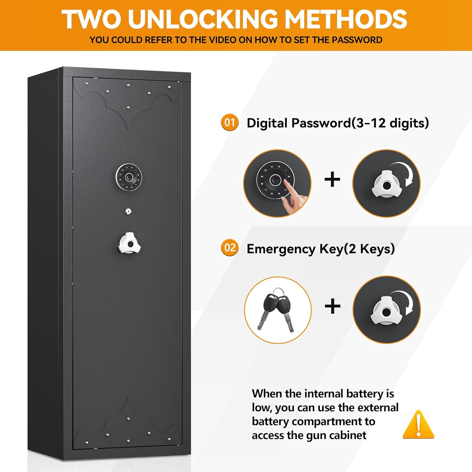 KAER 12–15 Gun Safe with Digital Keypad & Adjustable Shelves