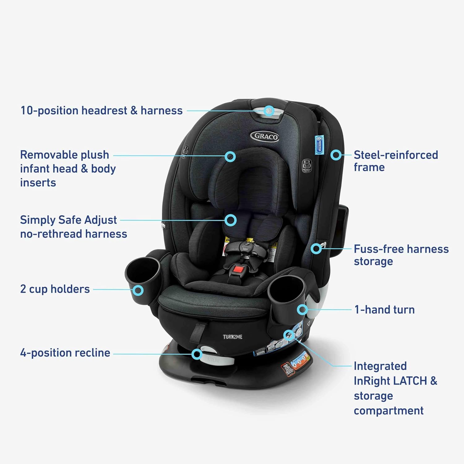 Graco Turn2Me 3-in-1 Rotating Convertible Car Seat, Cambridge