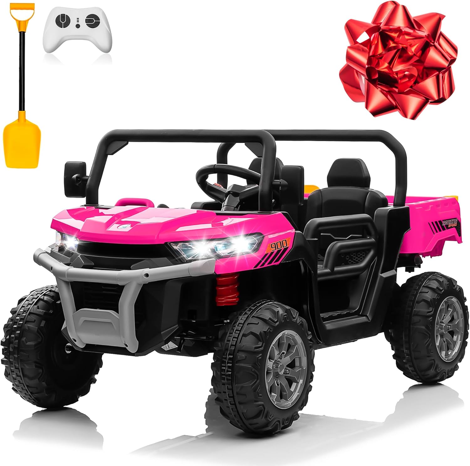 24V 4WD Ride-On Truck, 4x200W Motor, Dump Bed, Remote, Pink