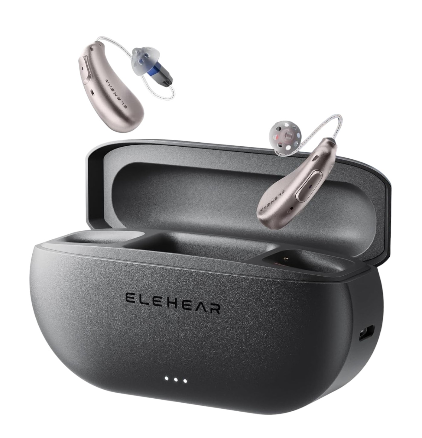 ELEHEAR Rechargeable Bluetooth Hearing Aids for Seniors, Champagne Gold