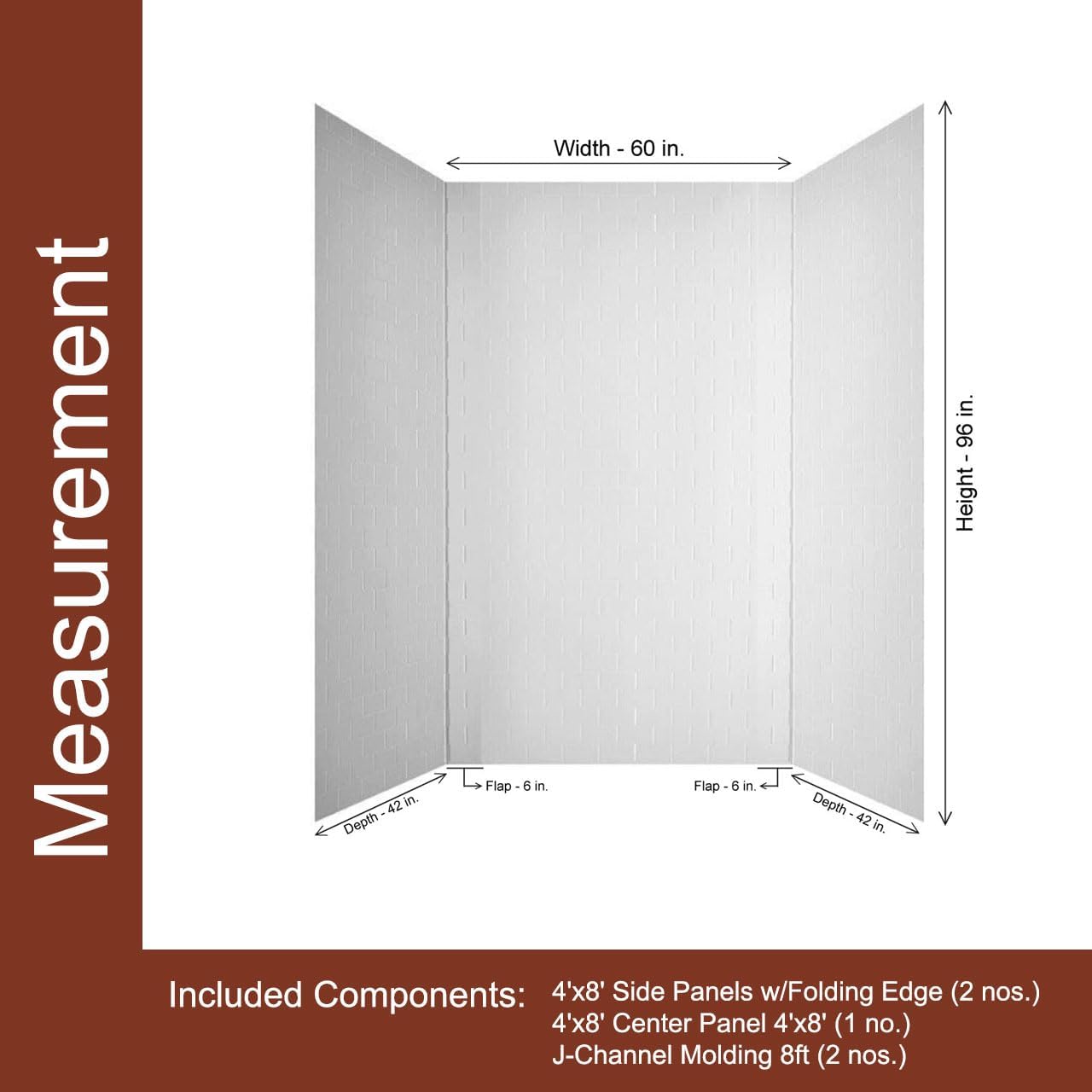 133-WT-SUB-KIT Subway Tub & Shower Wall Panels, Gloss White, 96 Sq Ft