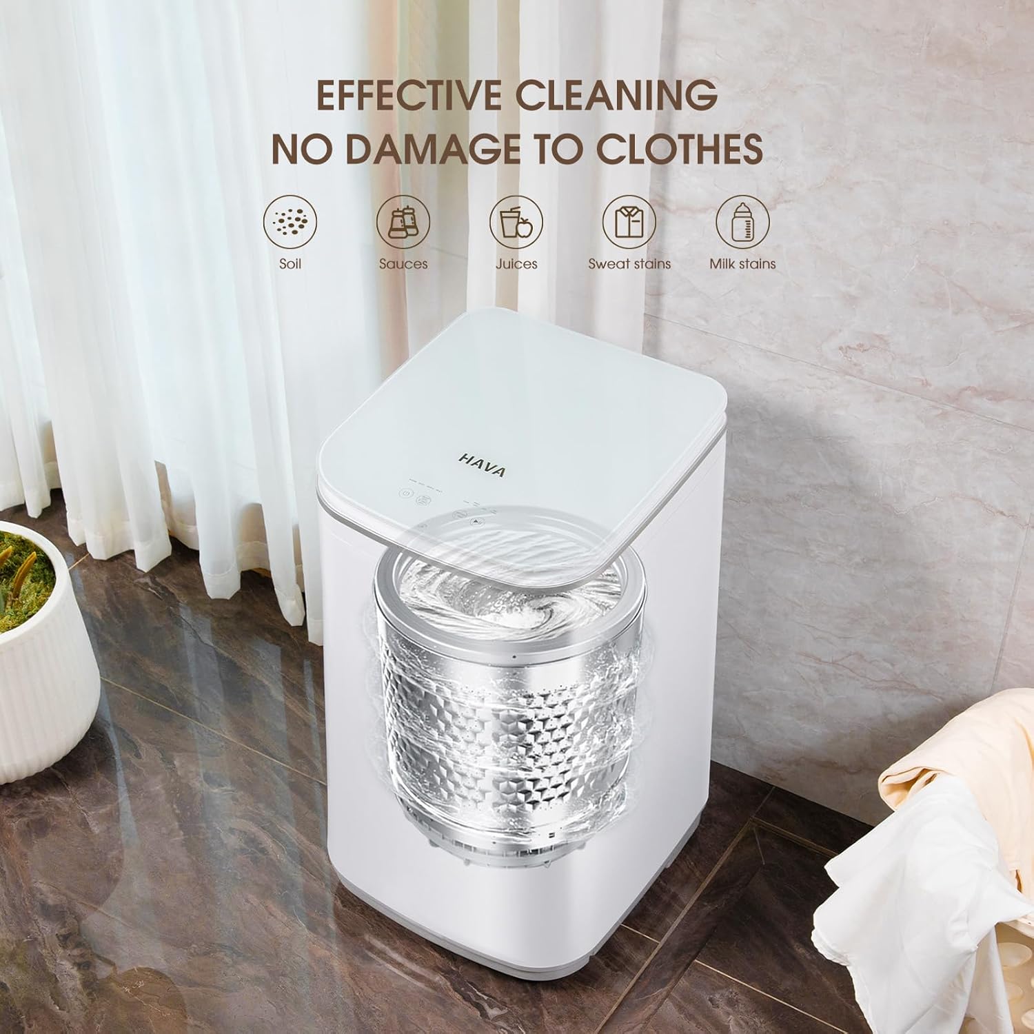 HAVA 0.8 Cu.Ft Portable Washing Machine, 8 Cycles, LED Display