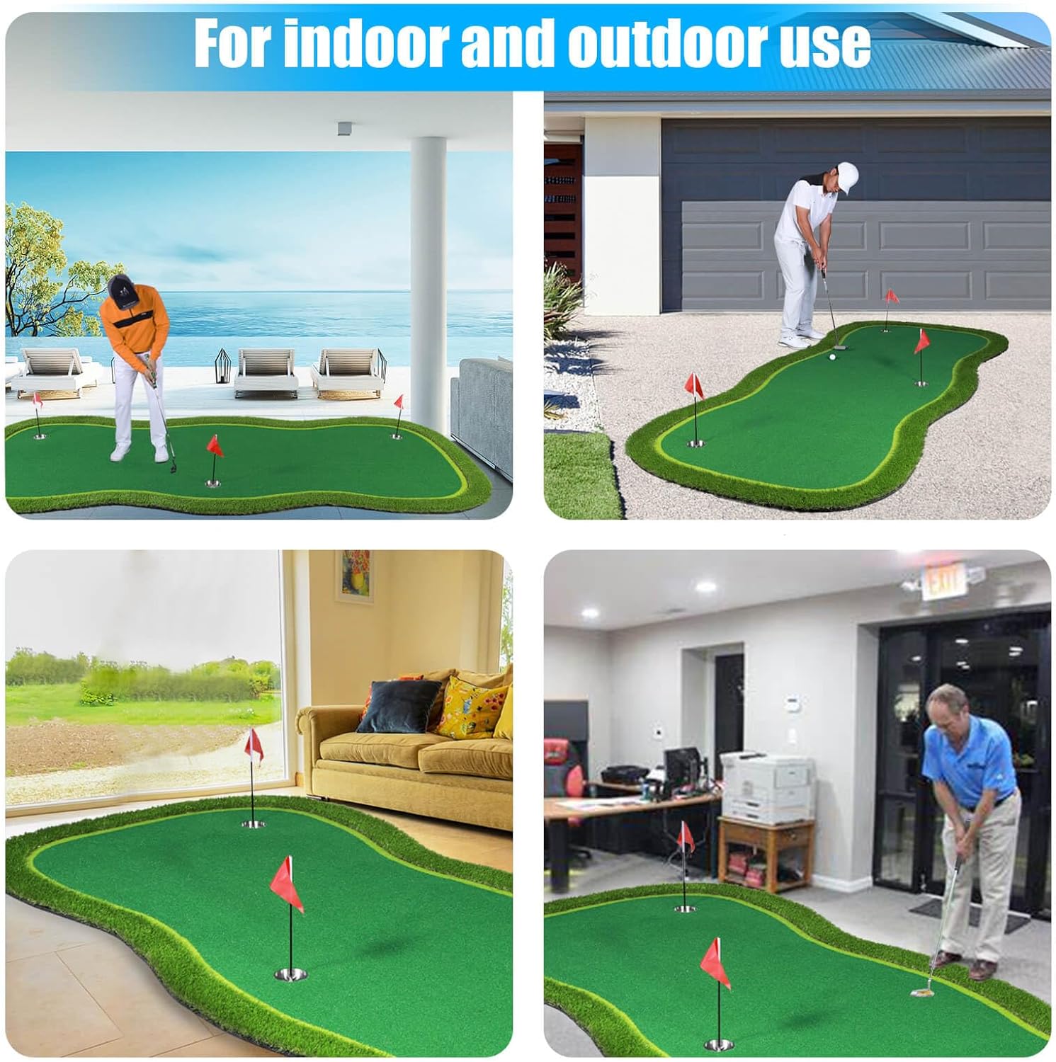 Putting Practice Mat, Long Indoor/Outdoor Training Green