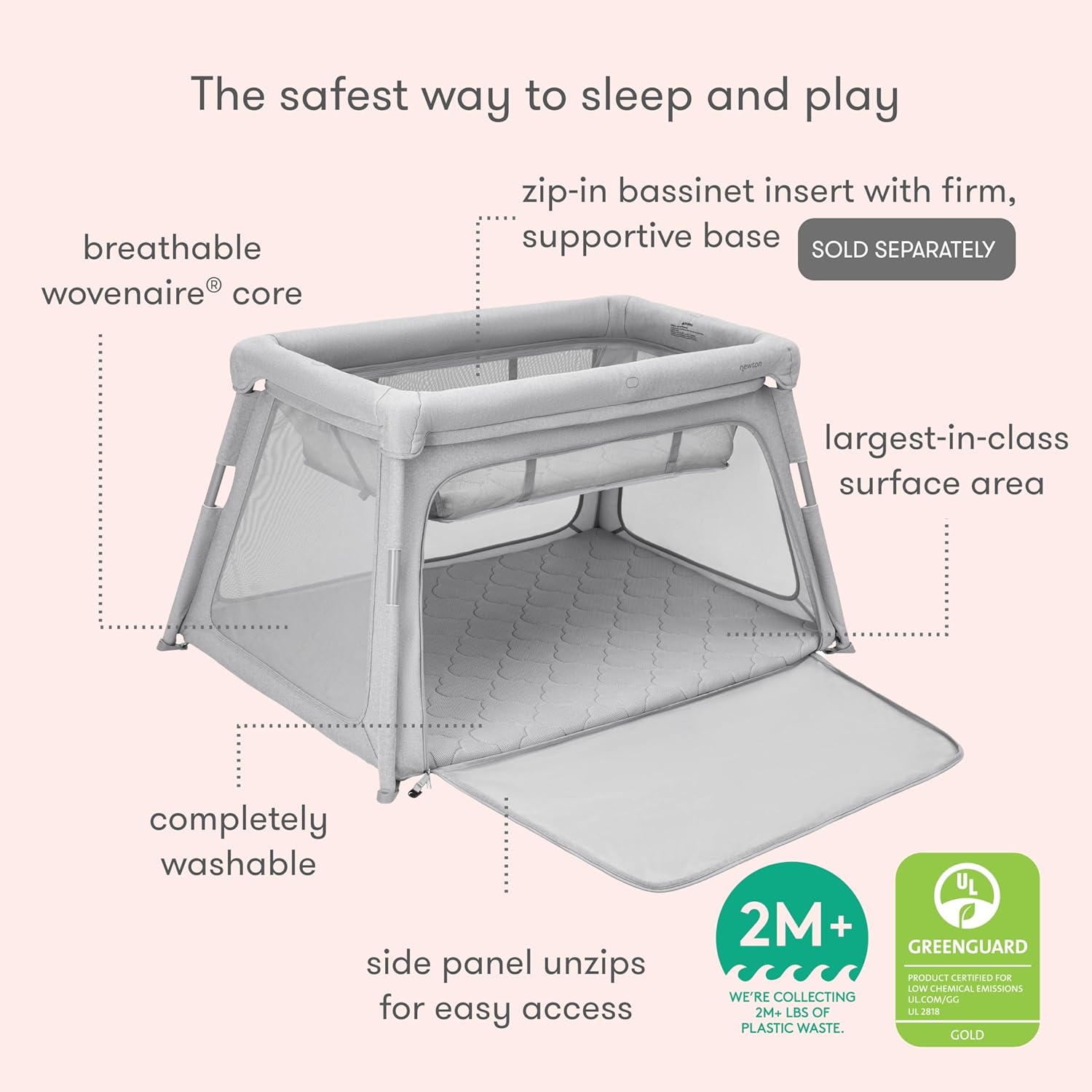 Newton Baby Travel Crib & Play Yard with Breathe-Thru Mattress, Grey