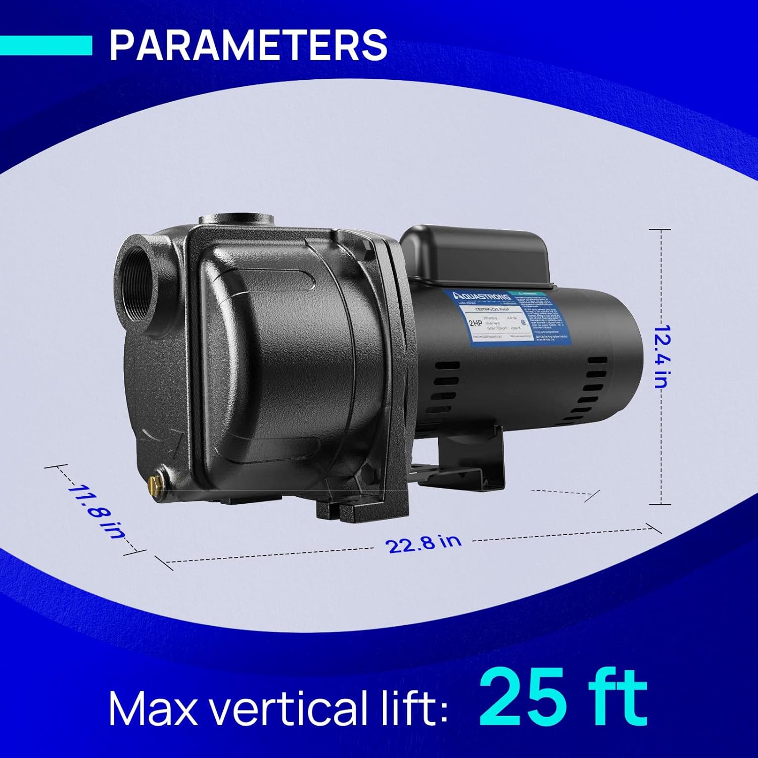 AQUASTRONG 1.5 HP Jet Pump, 4250 GPH, Cast Iron, 115/230V