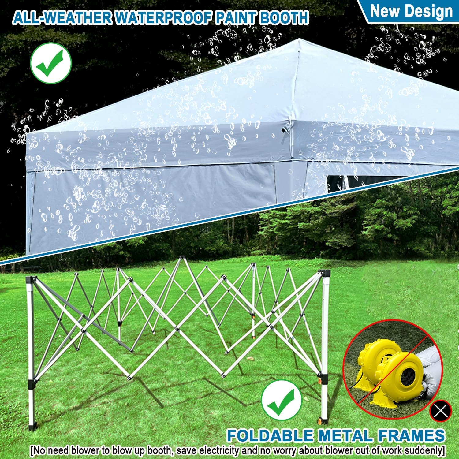 10x10x9FT Portable Waterproof Paint Booth with Air Filters, White