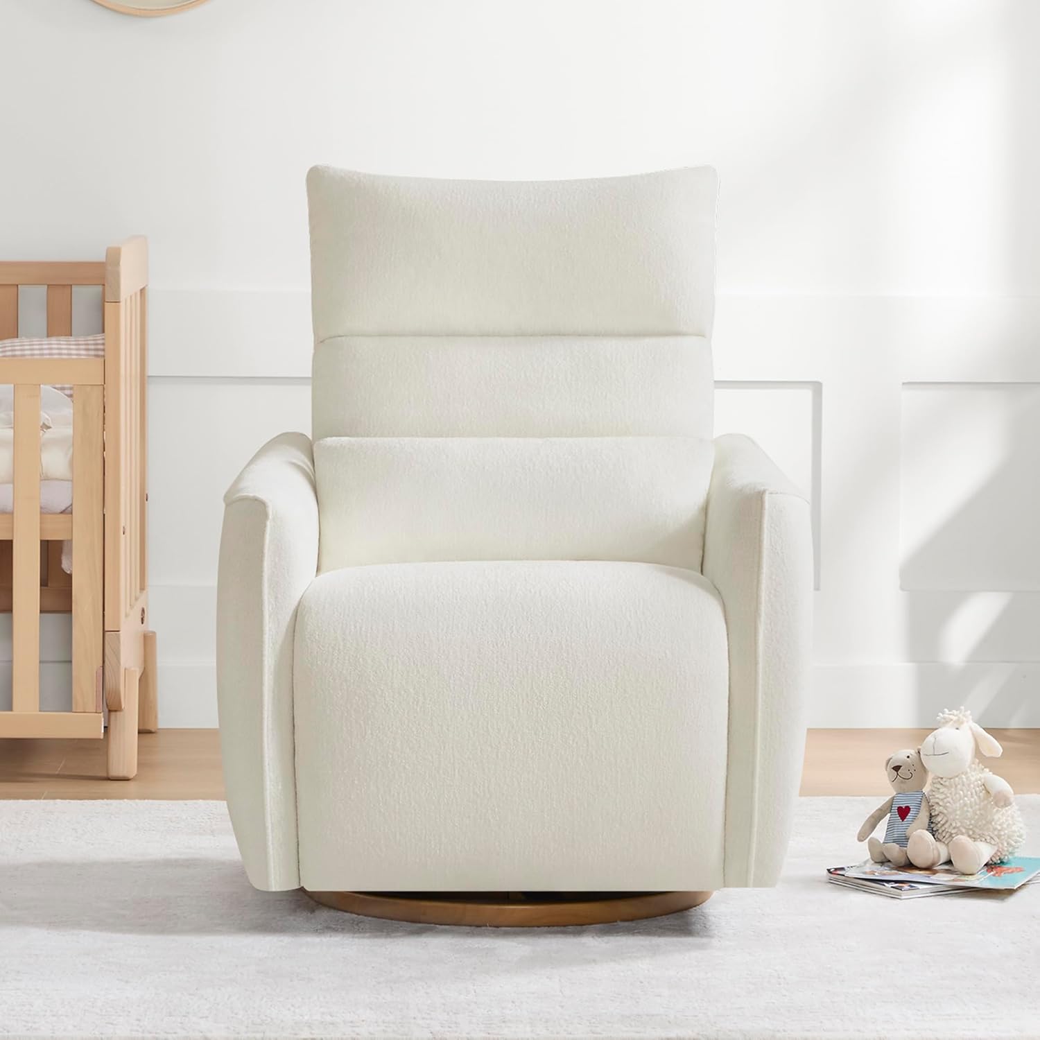 CHITA Swivel Rocker Recliner Chair, Power Glider, Cream