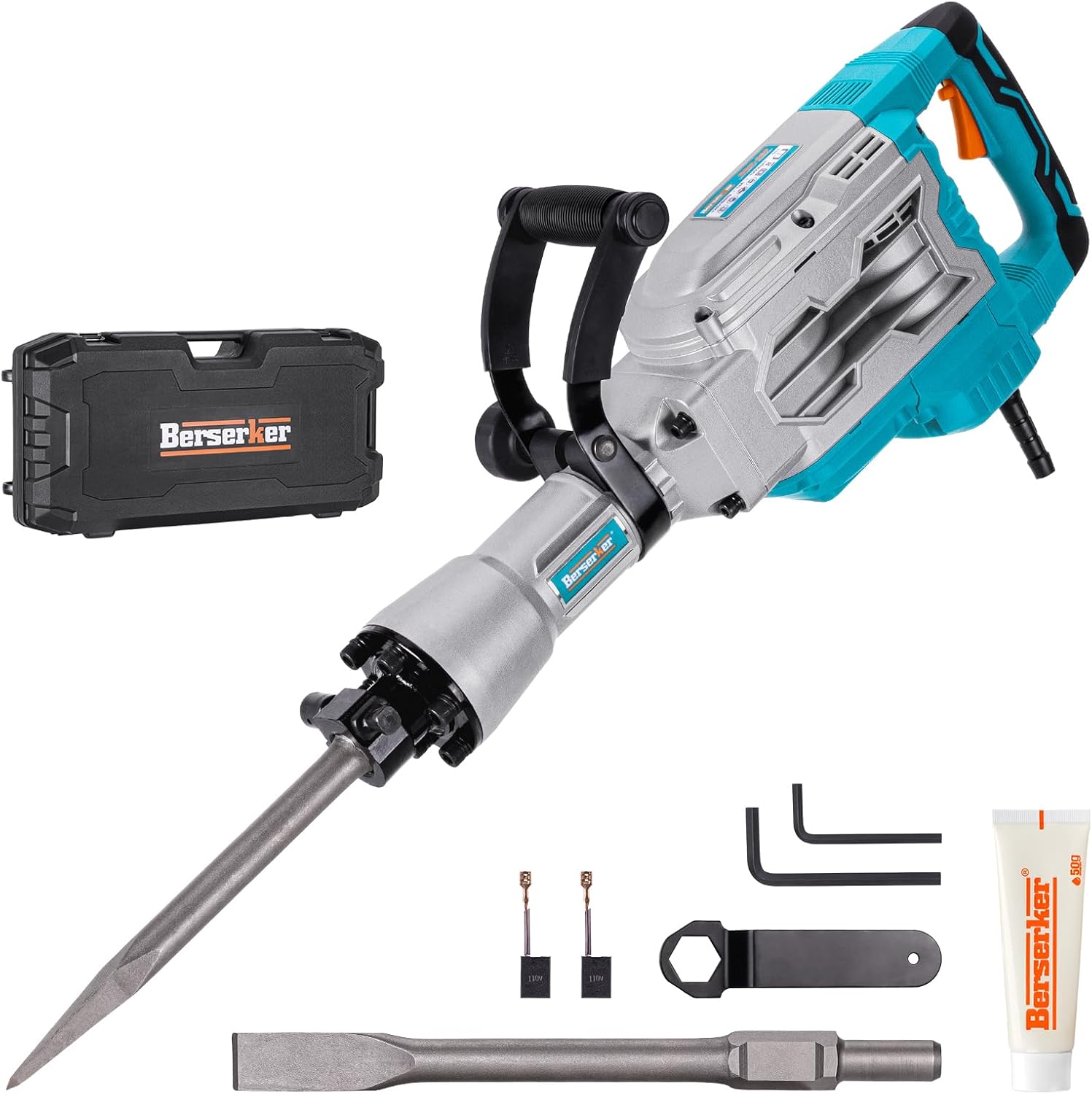Berserker 1700W Demolition Jack Hammer, 30lb, 14A, Chisels Included