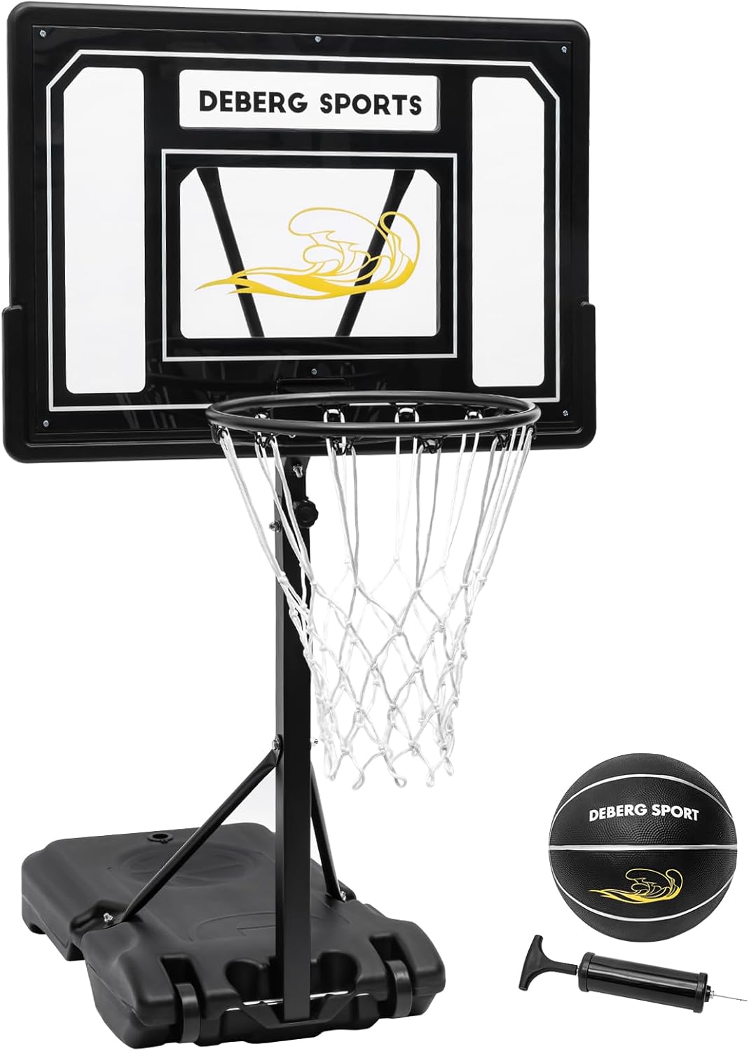 DEBERG Pool Basketball Hoop Set, Adjustable, Shatterproof Backboard
