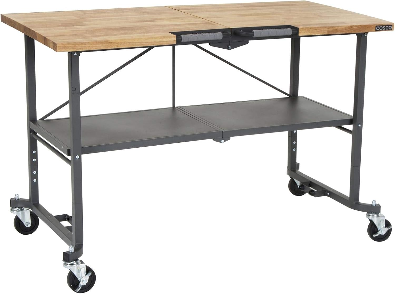 COSCO SmartFold Butcher Block Workbench, 700LB Capacity, Gray