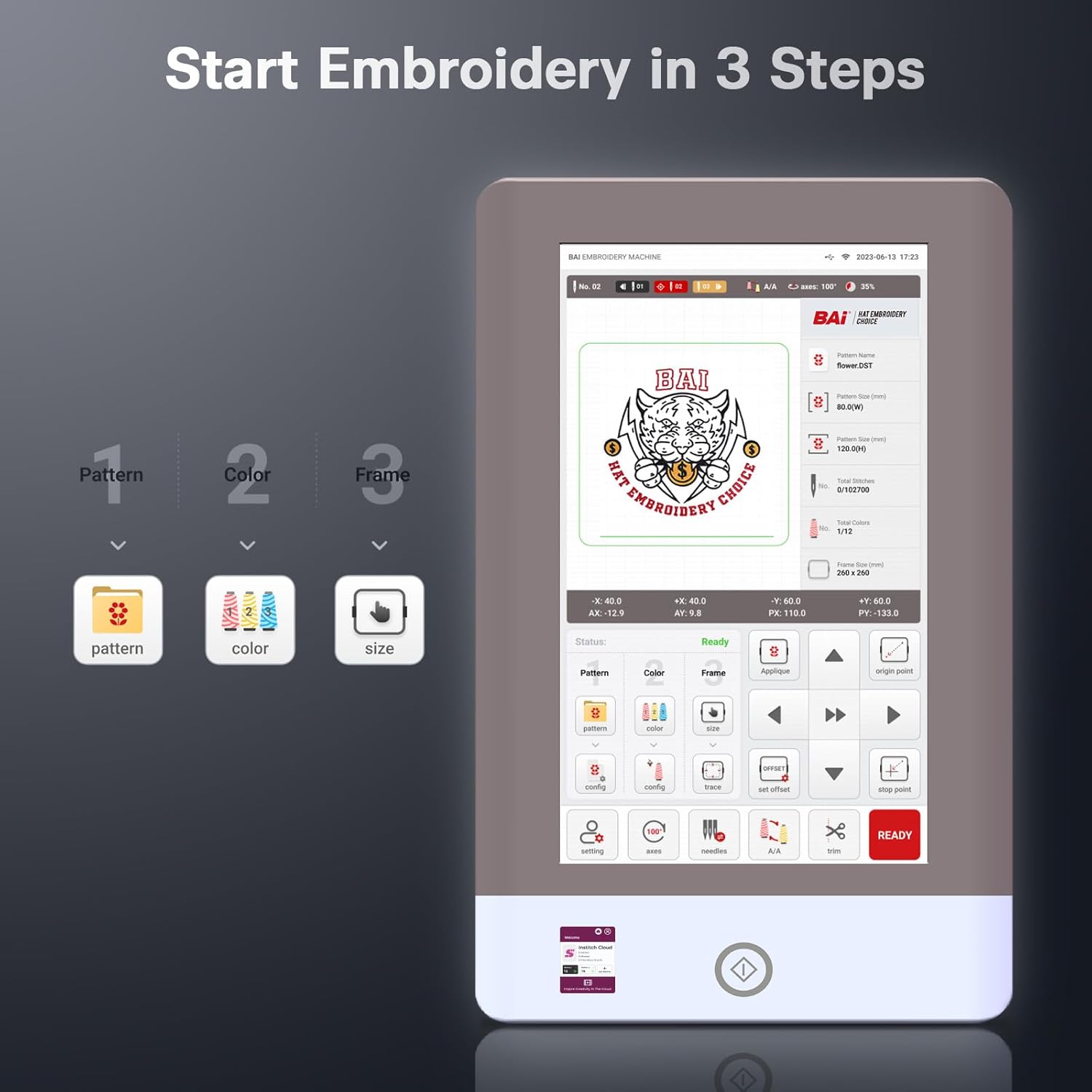 BAi Mirror 15-Needle Embroidery Machine, 20x14