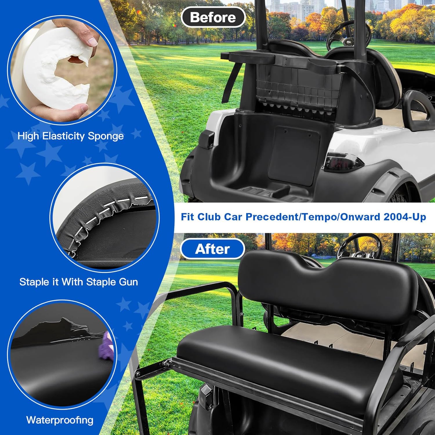 NOKINS Rear Seat Kit, Flip Seat, Steel Frame, Black