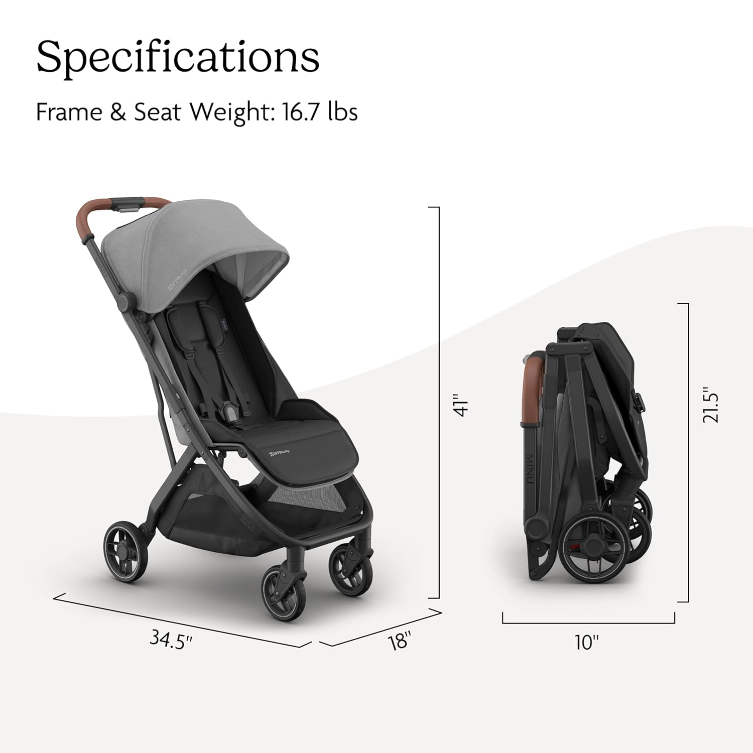 UPPAbaby Minu V3 Travel Stroller, Lightweight, Greyson