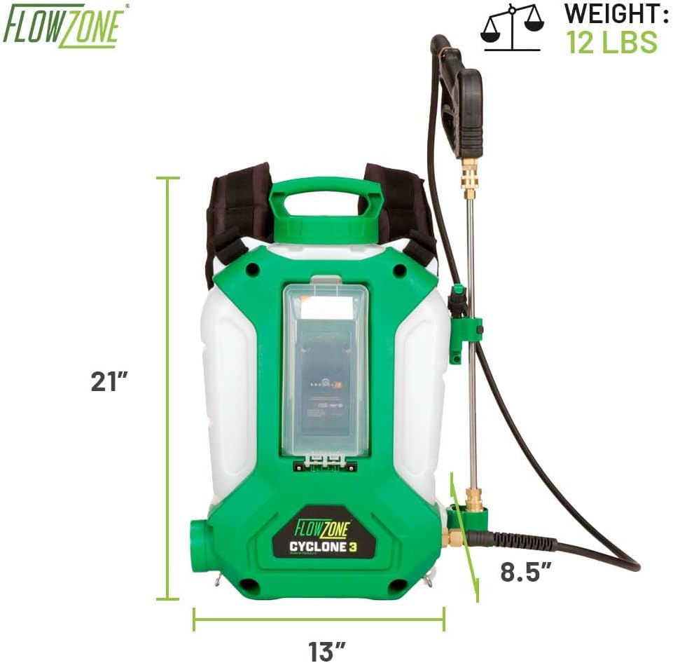 FlowZone Cyclone 3 Backpack Sprayer, 4-Gallon, Battery Powered